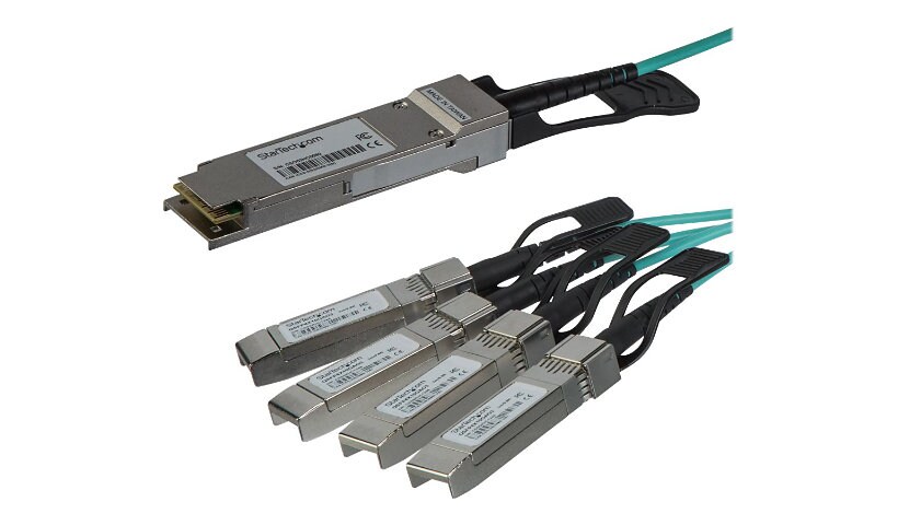 StarTech.com AOC Breakout Cable for Cisco QSFP-4X10G-AOC10M - 15m 40G 1x QSFP+ to 4x SFP+ AOC Cable 40GbE QSFP+ Active