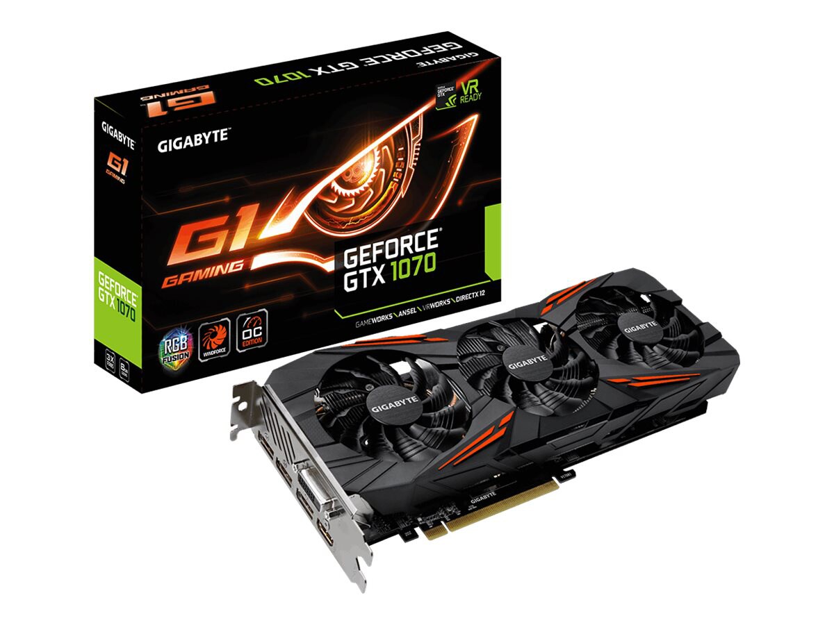 Gigabyte GeForce GTX 1070 G1 Gaming 8G (rev. 2.0) - OC Edition - graphics card - GF GTX 1070 - 8 GB