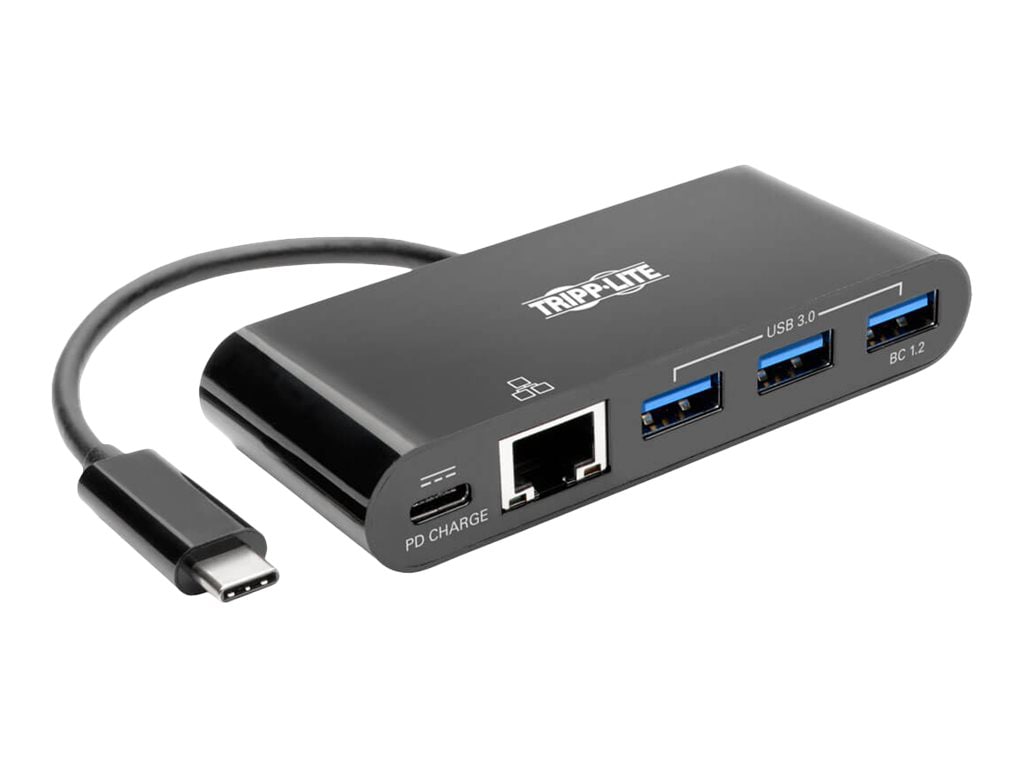 Tripp Lite 3-Port USB C hub w/ Gigabit ethernet GbE, USB-C Charging USB Type C USB-C USB 3.1 Hub - hub - 5 ports