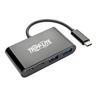 Tripp Lite USB C Hub Adapter Portable w 2x USB Type C & 2x USB-A Black