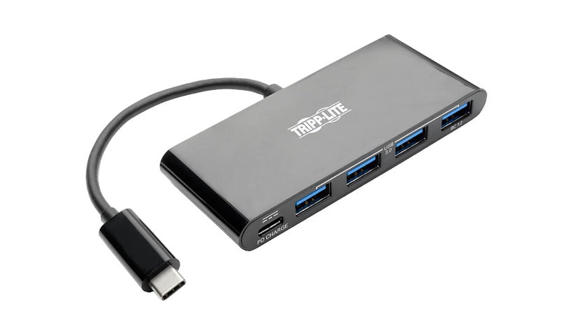 Tripp Lite 4-Port USB C Hub Adapter w 4x USB-A & USB Type C PD Charging Black Thunderbolt 3 Compatible - hub - 4 ports