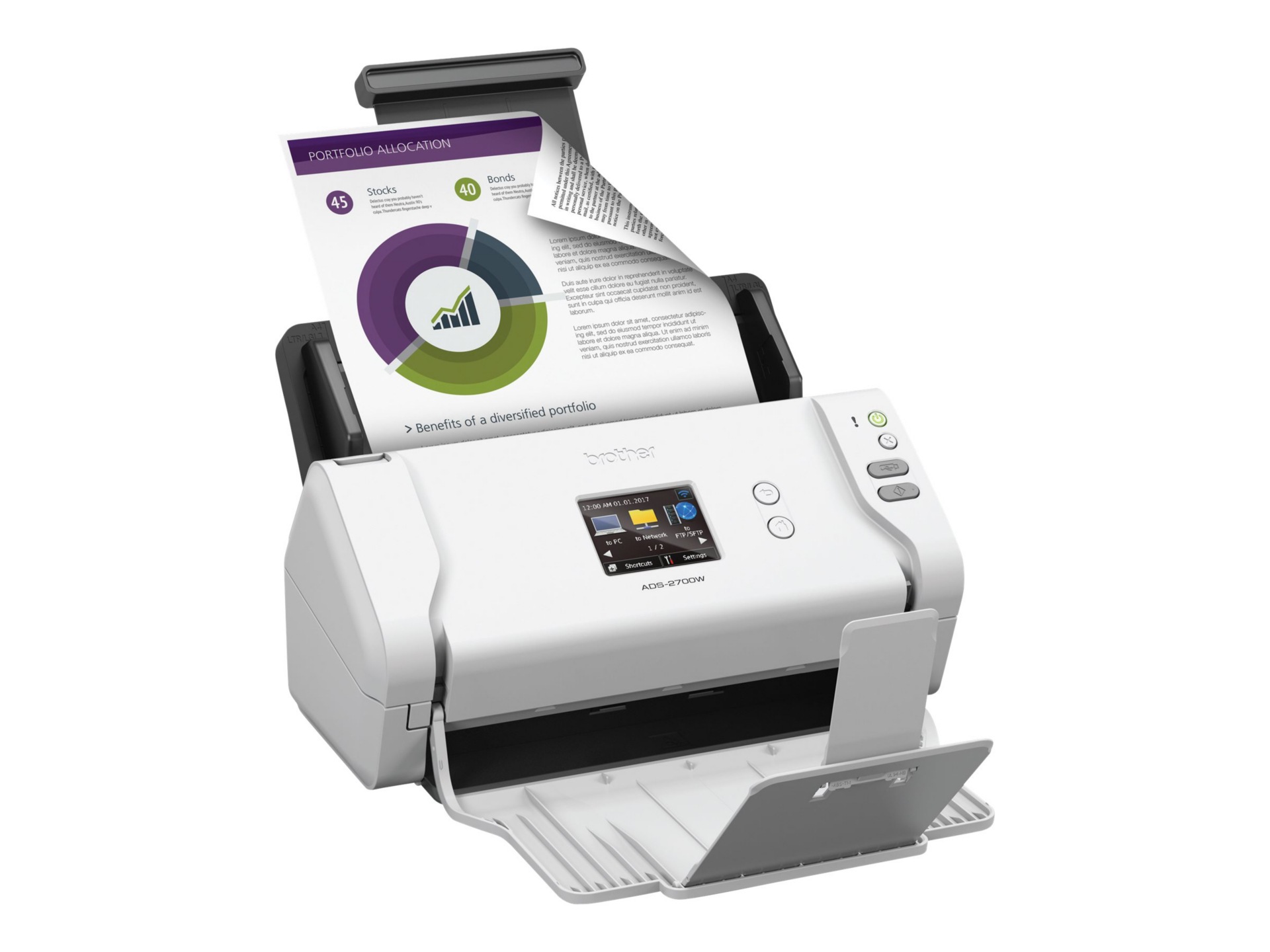 Thumbnail 3 of 15 for Brother ADS-2700W - document scanner - desktop - USB 2.0, LAN, Wi-Fi