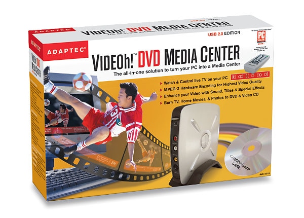 Adaptec VideOh! DVD Media Center USB 2.0 Edition - TV tuner / video input adapter - Hi-Speed USB