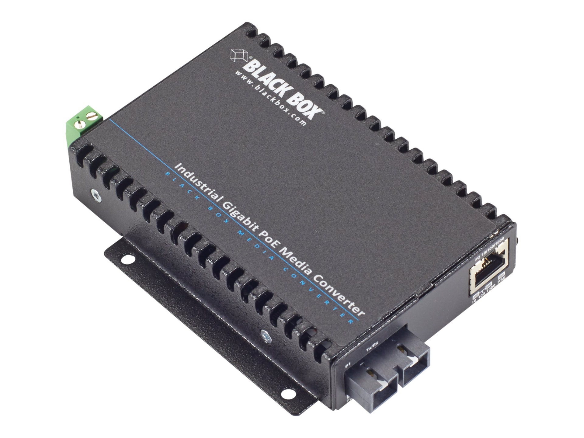 Black Box Industrial PoE Gigabit Ethernet Media Converter - fiber media con