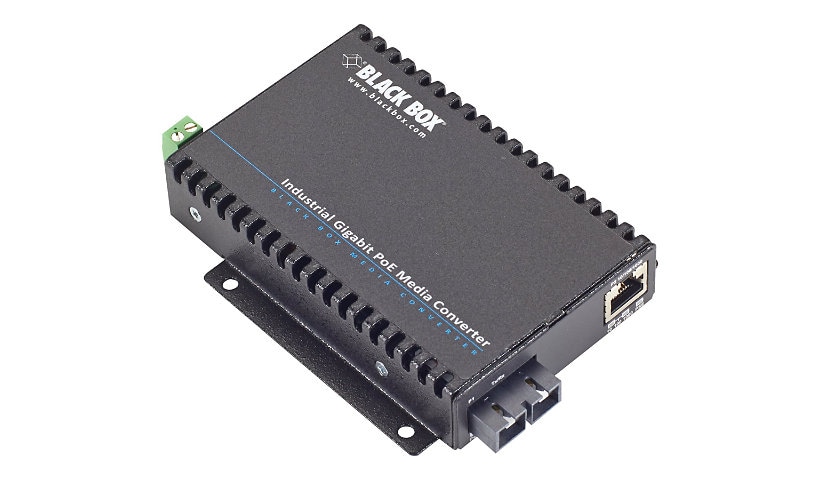 Black Box Industrial PoE Gigabit Ethernet Media Converter - fiber media converter - GigE - TAA Compliant