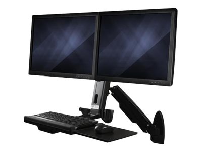 Startech Com Wall Mounted Sit Stand Desk Dual Monitor Height