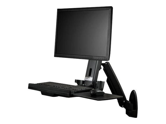 StarTech.com Wall Mount Workstation, Full Motion Standing Desk, Ergonomic Height Adjustable Monitor & Keyboard Tray Arm,