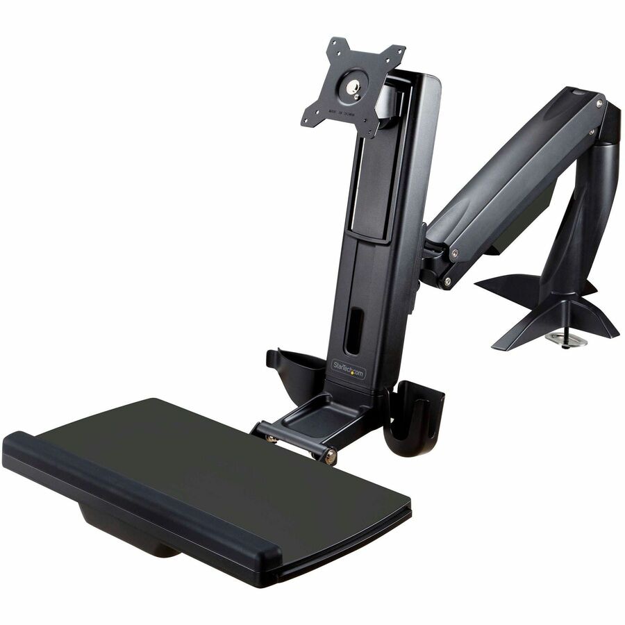 StarTech.com Sit Stand Monitor Arm - Desk Mount Sit-Stand Workstation up to 27inch VESA Display - Standing Desk