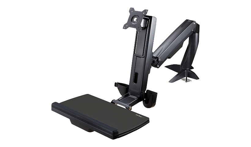StarTech.com Sit Stand Monitor Arm w/ Keyboard Tray - Adjustable Desk Mount Workstation 27in Display