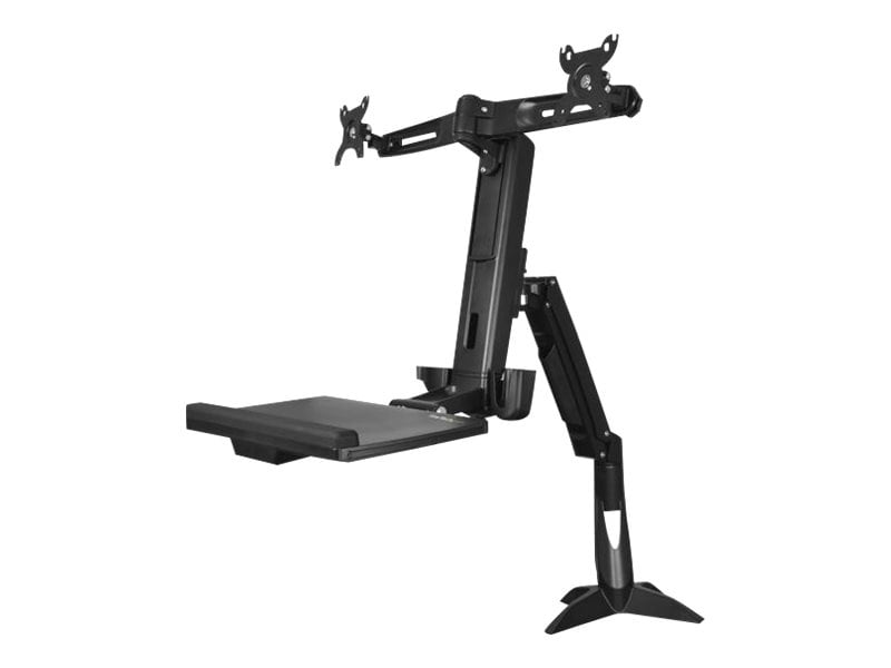StarTech.com Sit Stand Dual Monitor Arm w/ Keyboard Tray 24in LCD Adjustable Desk Mount Workstation