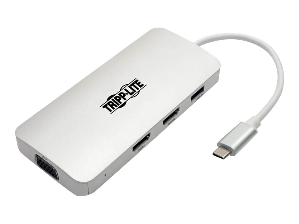 Eaton Tripp Lite Series USB C Docking Station w/ USB-A Hub, 2x HDMI, VGA, PD Charging 1080p @ 60 Hz, Silver USB Type C,