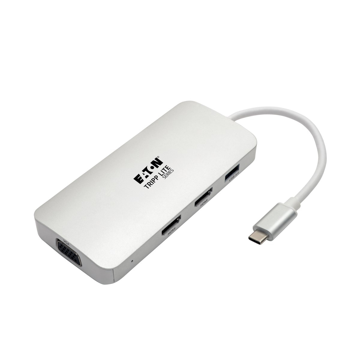 Eaton Tripp Lite Series USB C Docking Station w/ USB-A Hub, 2x HDMI, VGA, PD Charging 1080p @ 60 Hz, Silver USB Type C,