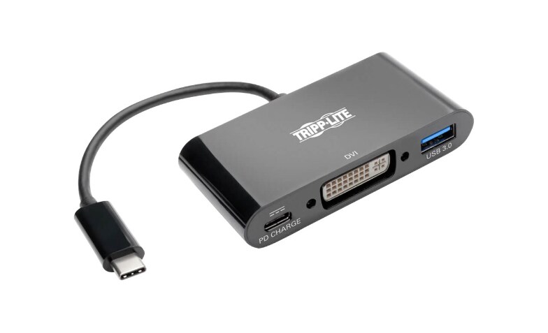 Tripp Lite USB to DVI Adapter USB-A Hub, Thunderbolt 3-1080p, PD Charging, Black, 6 in., USB Type C, USB-C, USB - U444-06N-DUB-C - Monitor Cables & Adapters - CDW.com