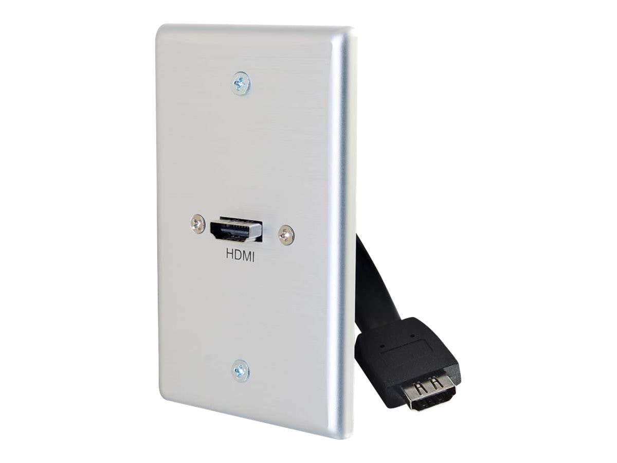 C2G 1-Gang HDMI Pass Through Wall Plate - Brushed Aluminum