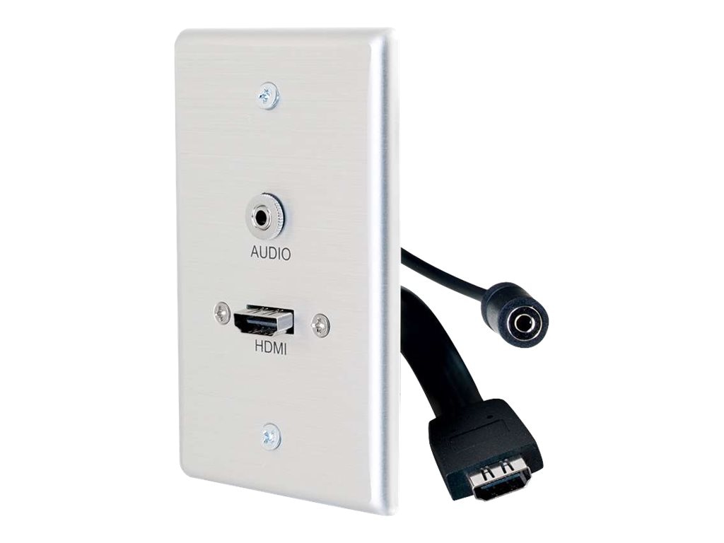 C2G 1-Gang HDMI and 3.5mm Audio Pass Through Wall Plate - Brushed Aluminum