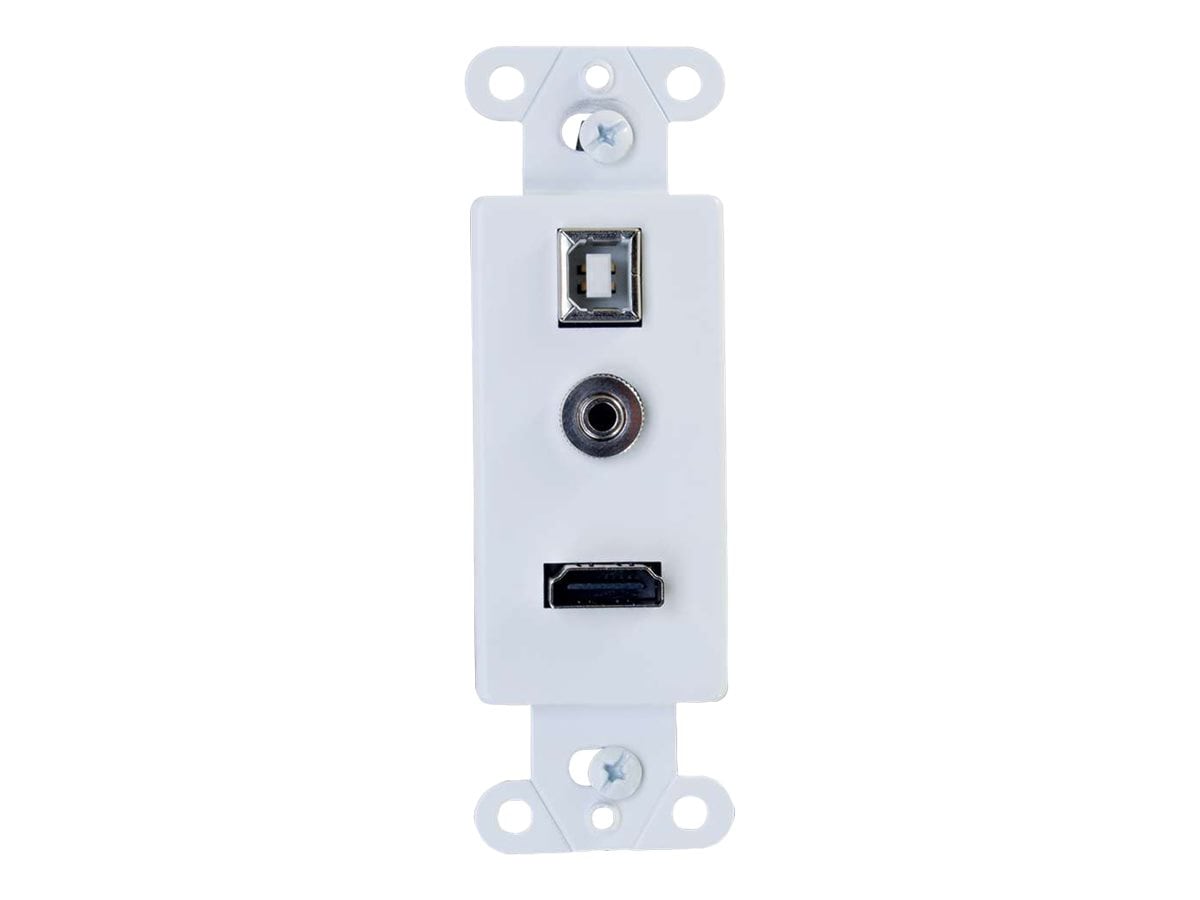 C2G 1-Gang HDMI, USB B and 3.5mm Audio Decorative Wall Plate - White