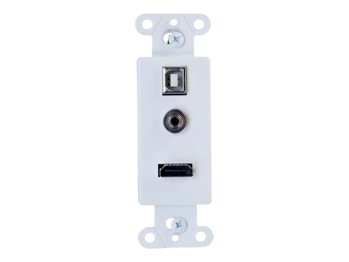 C2G 1-Gang HDMI, USB B and 3.5mm Audio Decorative Wall Plate - White
