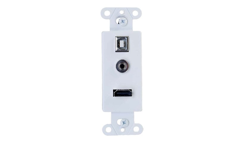 C2G 1-Gang HDMI, USB B and 3.5mm Audio Decorative Wall Plate - White