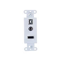 C2G 1-Gang HDMI, USB B and 3.5mm Audio Decorative Wall Plate - White