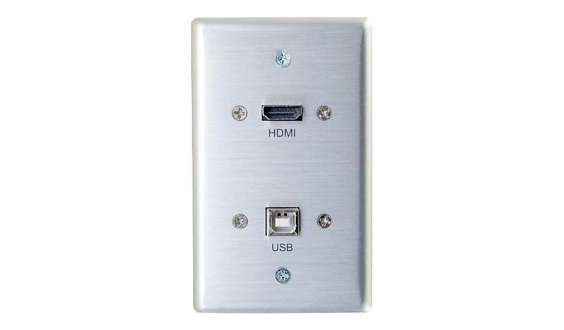 C2G HDMI and USB Pass Through Single Gang Wall Plate - Brushed Aluminum