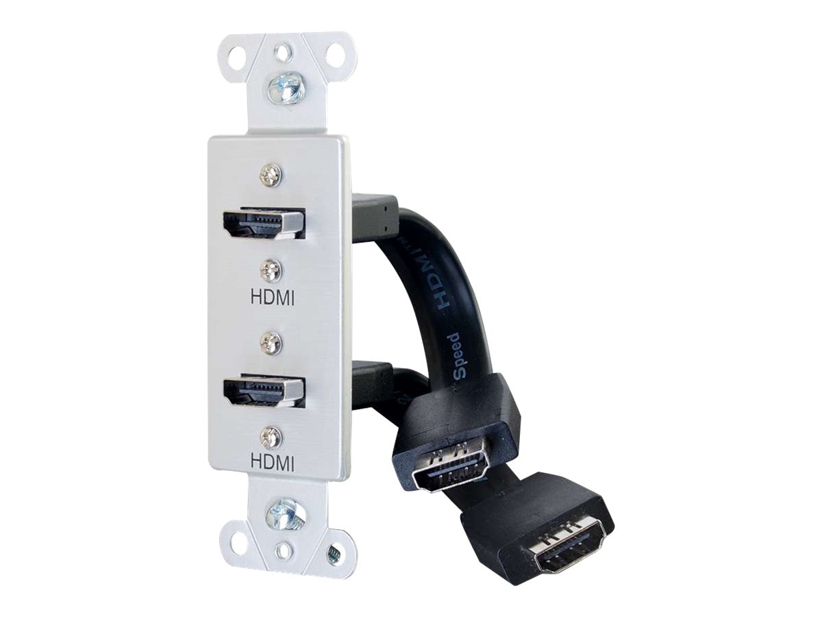 C2G Dual HDMI Pass Through Decorative Wall Plate - Aluminum