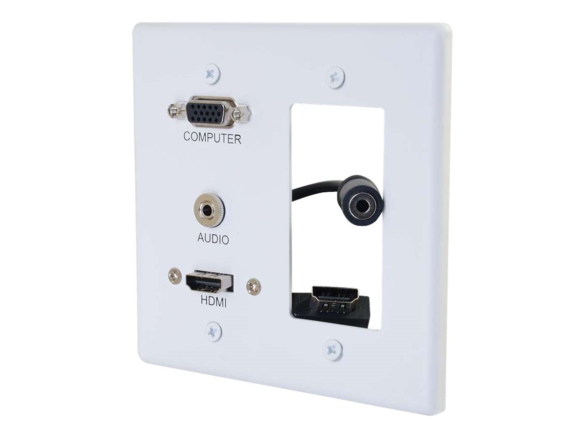 C2G 2-Gang HDMI, VGA and 3.5mm Audio Wall Plate - One Decorative Cutout
