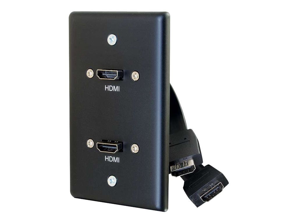 Dual HDMI® Pass Through Single Gang Wall Plate - Black