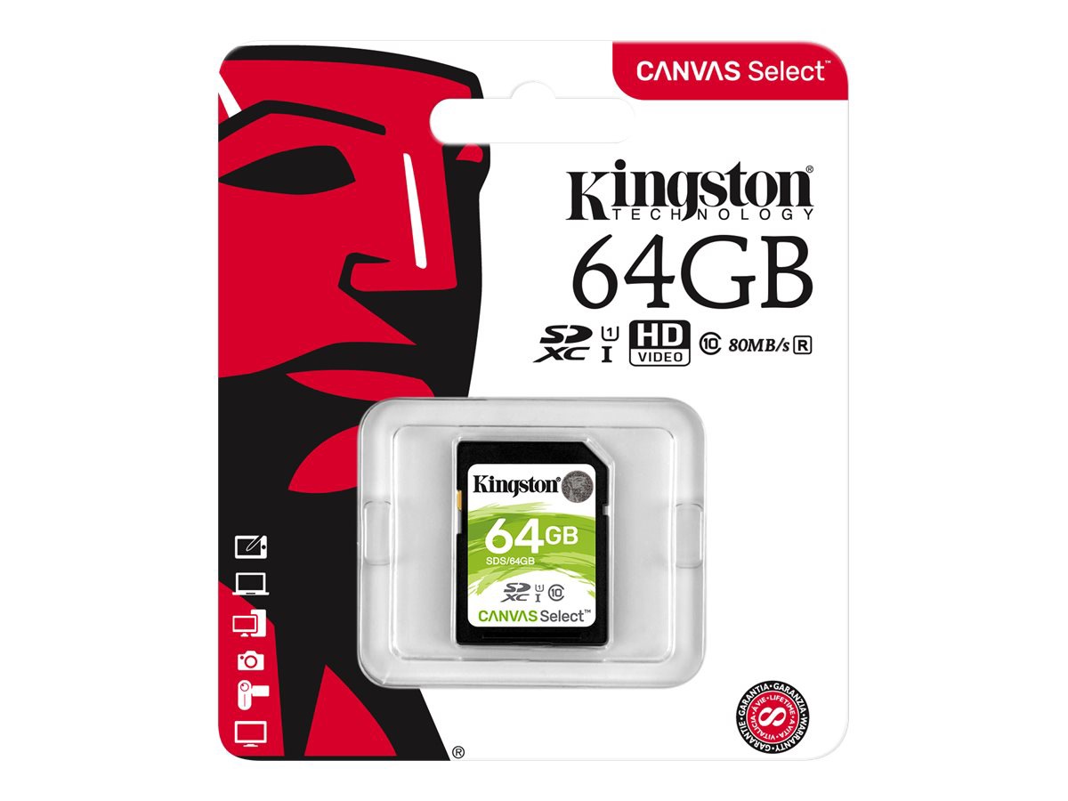 Thumbnail 3 of 3 for Kingston Canvas Select - flash memory card - 64 GB - SDXC UHS-I