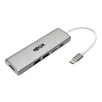 Tripp Lite USB C Docking Station Adapter, 4K @ 30 Hz, HDMI, Thunderbolt 3, PD Charging, Micro SD - Silver, USB Type C,