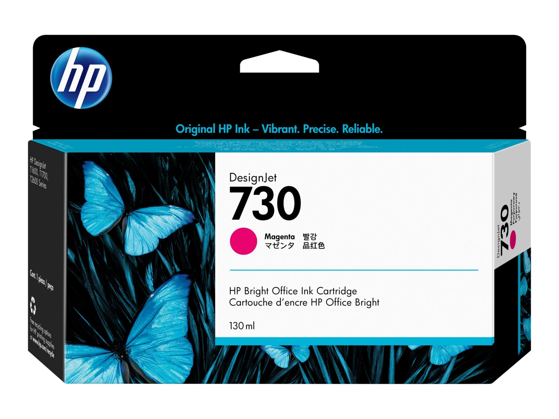 HP 730 (P2V63A) Original Inkjet Ink Cartridge - Magenta - 1 Each