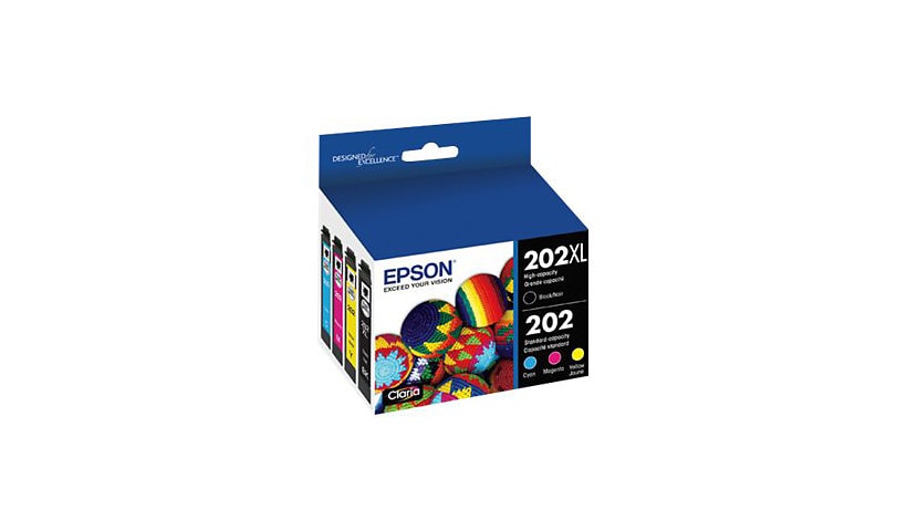 Epson 202/202XL Combo Pack - 4-pack - Hight Capacity + Standard Capacity - black, yellow, cyan, magenta - original - ink