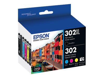 Epson 302/302XL Combo Pack - 5-pack - Hight Capacity (Black) + Standard  Capacity - Black, Yellow, Cyan, Magenta, Photo Black Original - ink  cartridge