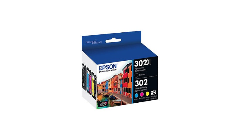 Epson 302/302XL Combo Pack - 5-pack - Hight Capacity (black) + Standard Capacity - black, yellow, cyan, magenta, photo