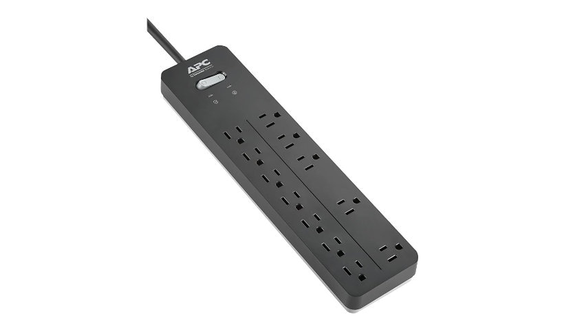 APC 12-Outlet Surge Protector, 6ft Cord 2160 Joules Home Office, Black