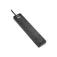 APC 12-Outlet 2 USB Surge Protector, 6ft Cord 2160 Joules, Black