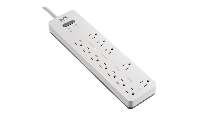 APC 12-Outlet Surge Protector, 6ft Cord 2160 Joules Home Office, White