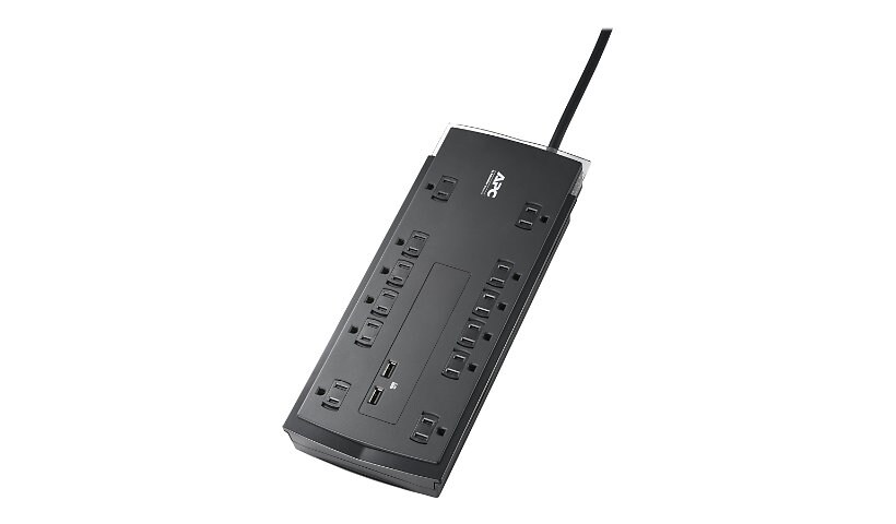 APC 12-Outlet 2 USB Surge Protector, 6ft Cord 4320 Joules, Black