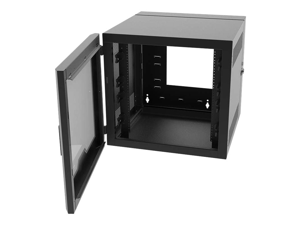 Legrand 12RU Swing-Out Wall-Mount Cabinet with Plexiglass Door-Black-TAA -