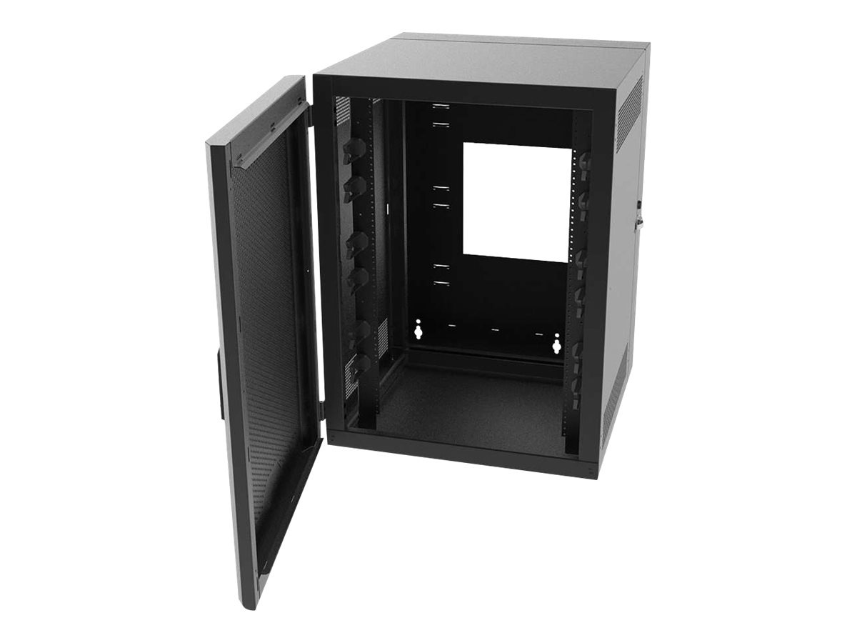 Legrand 18RU Swing-Out Wall-Mount Cabinet with Perforated Door-Black-TAA ca