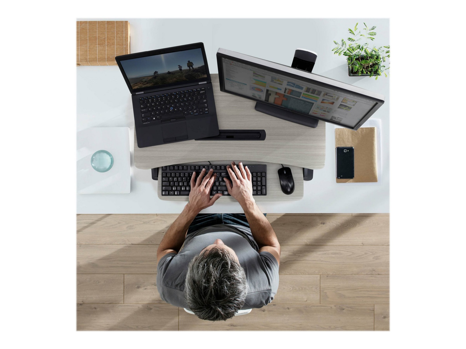 Thumbnail 3 of 5 for Ergotron WorkFit-Z Mini - standing desk converter - rectangular - dove gray