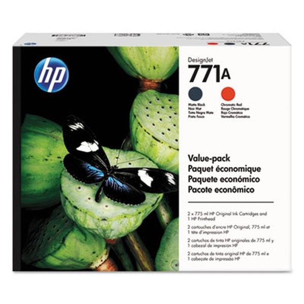 HP 771A Value Pack - 3-pack - matte black, chromatic red - original - Desig