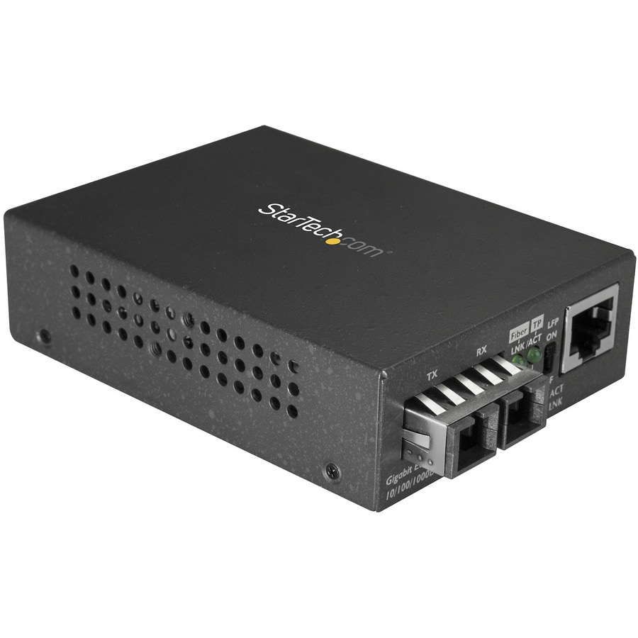 StarTech.com Single Mode SC Fiber Ethernet Media Converter Gigabit 10/100/1000 Fiber to Copper 10km