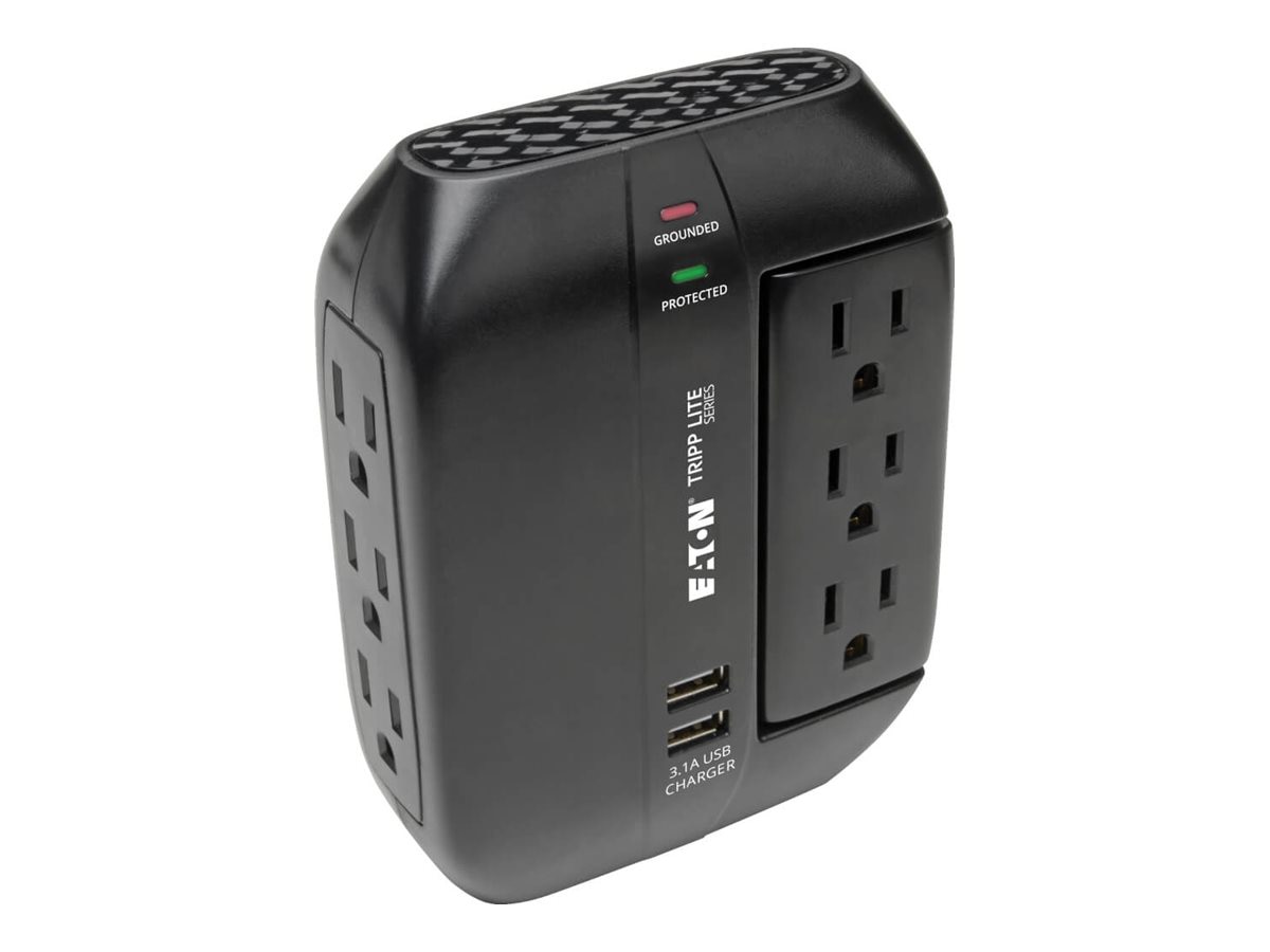 Tripp Lite Surge Protector Direct Plug-In 6 Outlet 3 Rotatable, 2 USB Ports