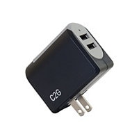 C2G 2-Port USB A Wall Charger - Dual Port USB Power Adapter - 5V/4.8A