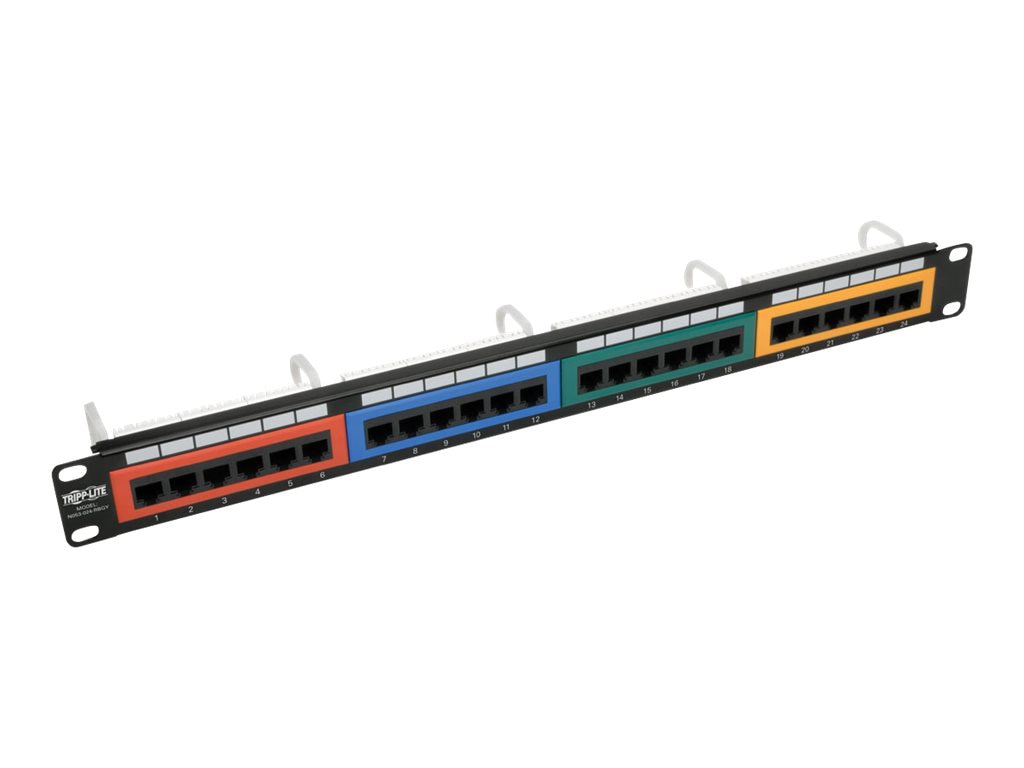 Tripp Lite 24-Port 1U Rack-Mount 110-Type Color-Coded Patch Panel, RJ45 Eth