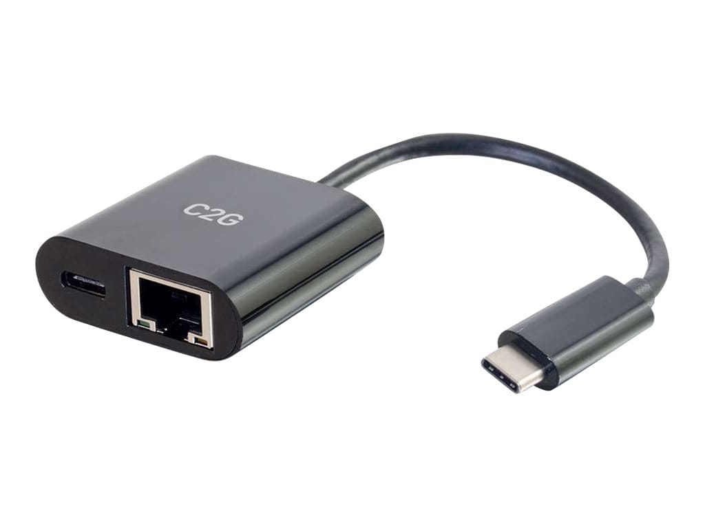 C2G USB C to Ethernet Multiport Adapter Hub - Power Delivery up to 60W