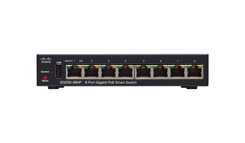 Cisco 250 Series SG250-08HP - switch - 8 ports - smart - rack-mountable