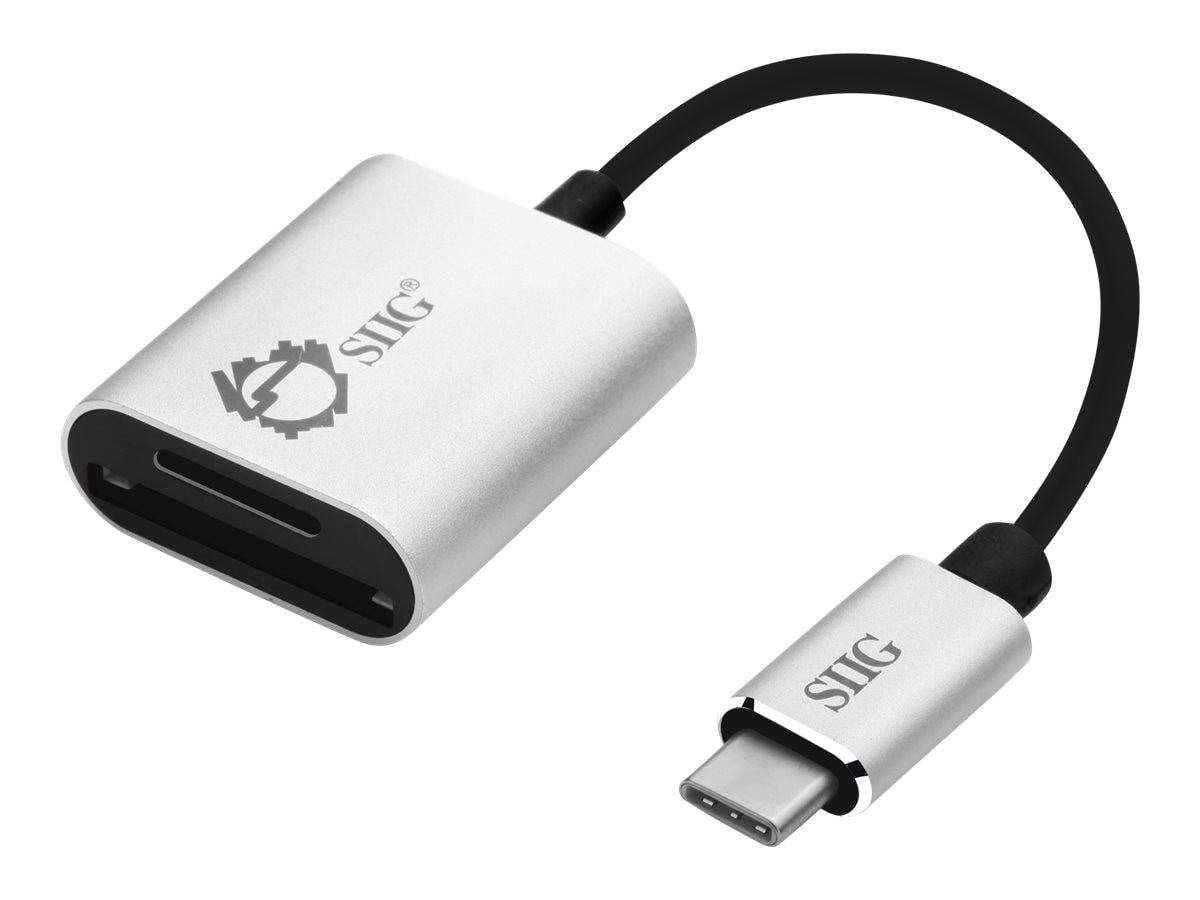 SIIG USB-C 2-in-1 Card Reader - card reader - USB 3.0