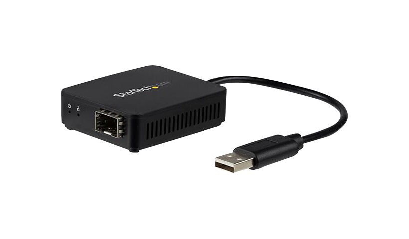 StarTech.com USB to Fiber Optic Converter - Open SFP - 100Mbps - Windows &amp; Linux - USB to Ethernet Adapter - USB