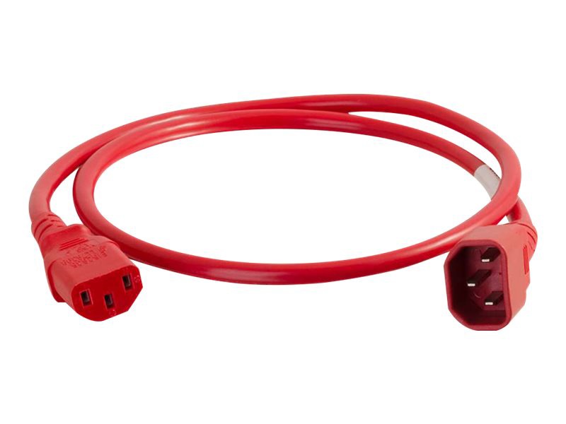 C2G 6ft Power Cord - 14 AWG - IEC320C14 to IEC320C13 - 250V/10A - Red